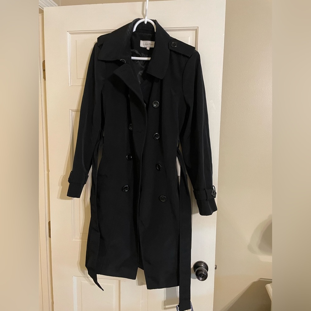 Calvin Klein long black trench coat